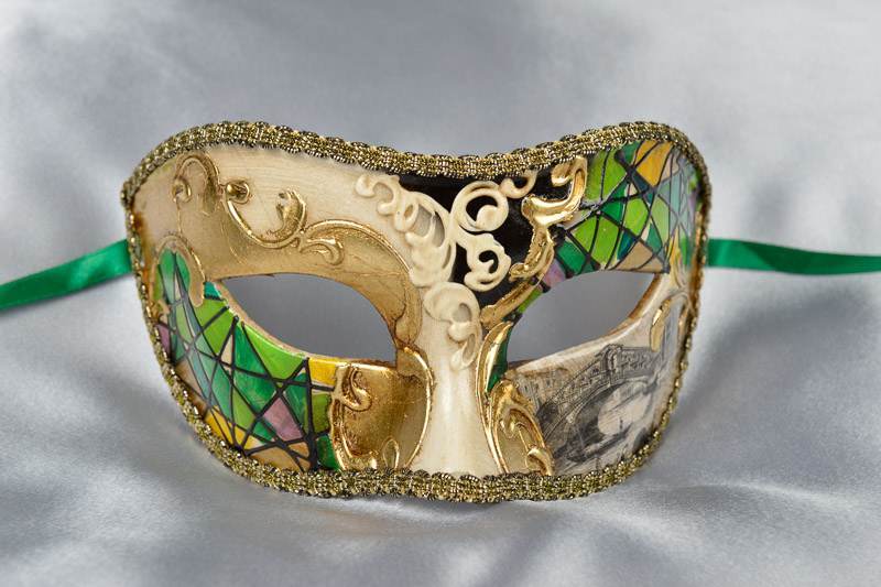 Green Mask with Venetian Scenes