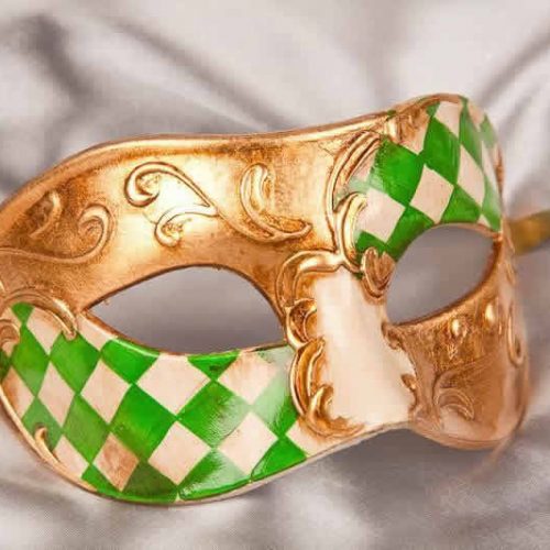 masquerade ball mask Larga Scacchi green