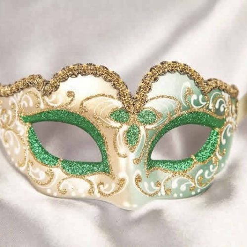 Small masquerade mask Baby Gold in Green