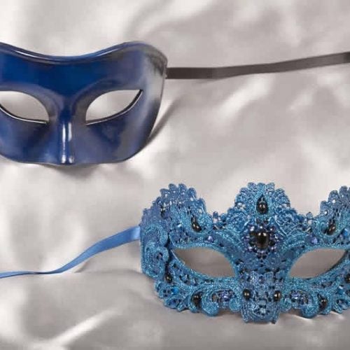 blue luxury lace masks for couple