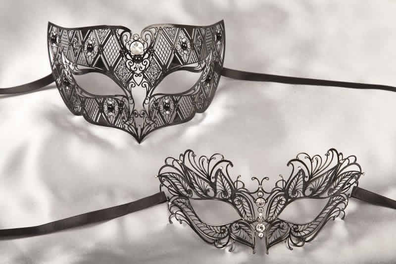 Black filigree metal Venetian masks Tomboy Petal