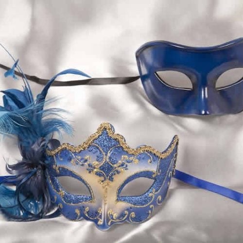 blue couples masks