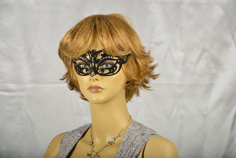masquerade ball mask flock metal mask on female face