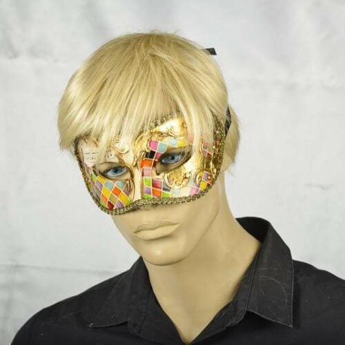 masquerade ball mask Larga Mosaic gold on male face