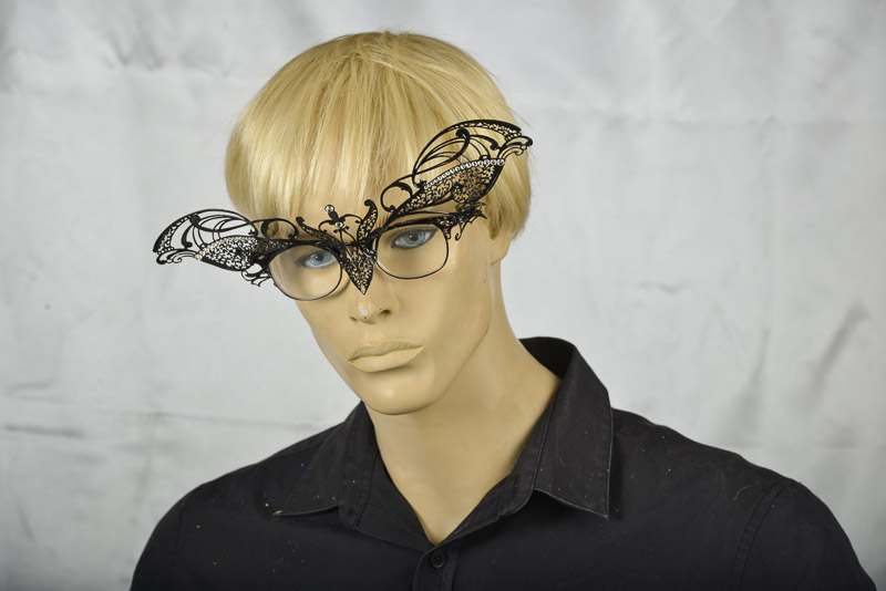 masquerade mask for glasses Ninfa Strass attached to spectacles