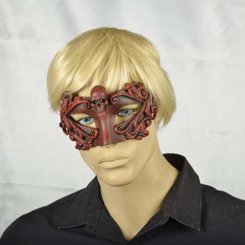 Half face skull Venetian mask on male model