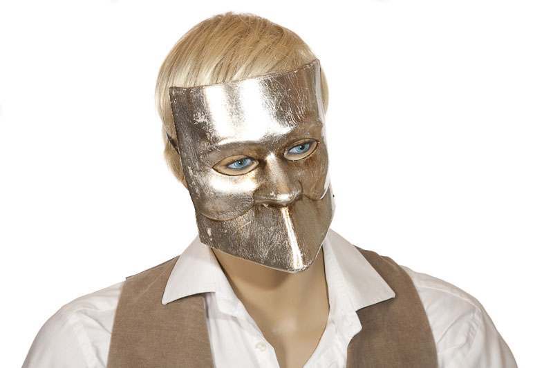 One colour Venetian Bauta Mask on model