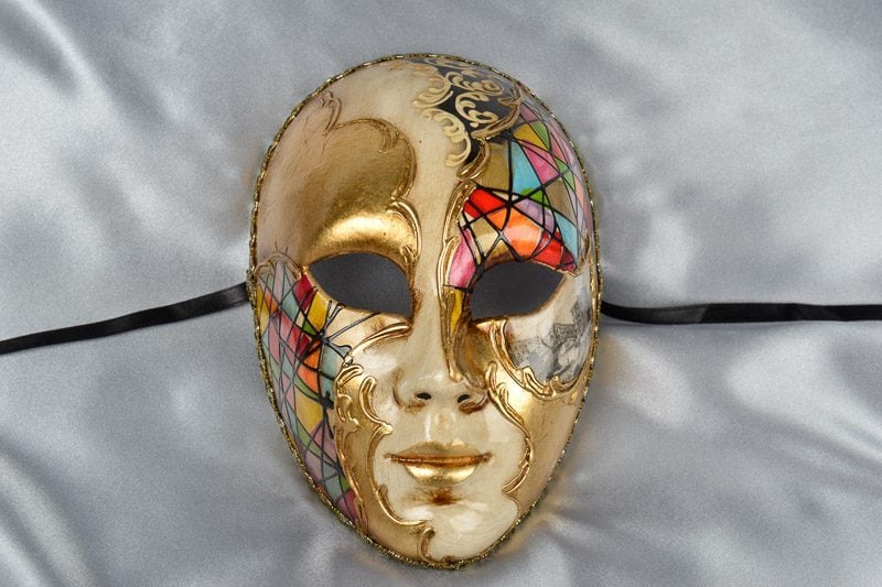 multi colour full face mask with scenes of Venice