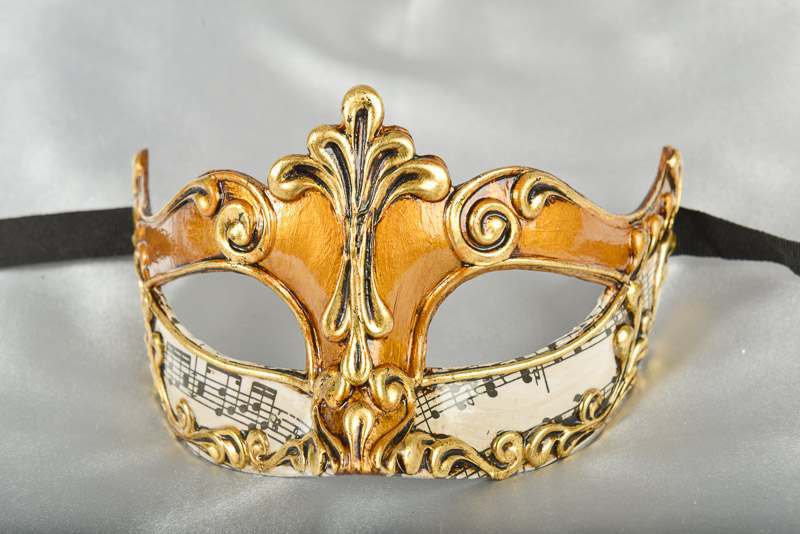 peach and god Luxury Venetian mask for women - Madam Music