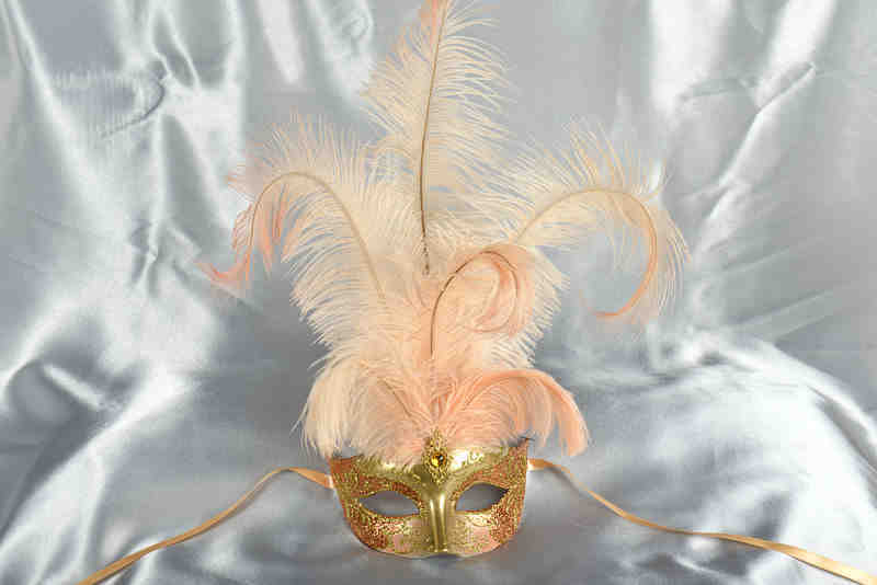 Peach feathered mask Struzzo