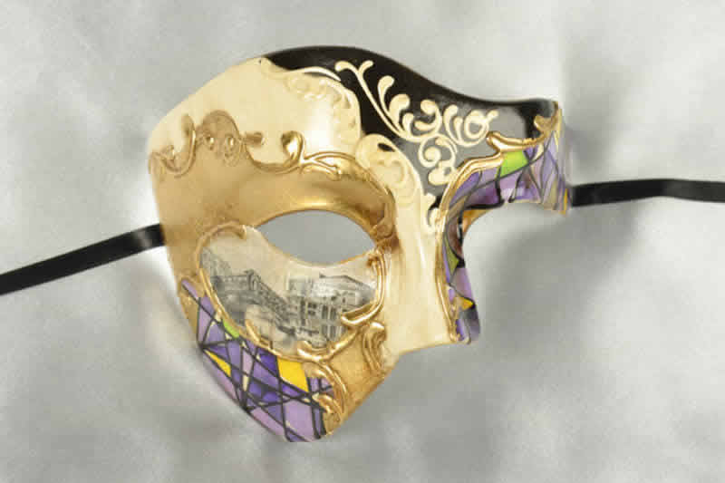 Purple Phantom of the opera mask with Venetian Scenes