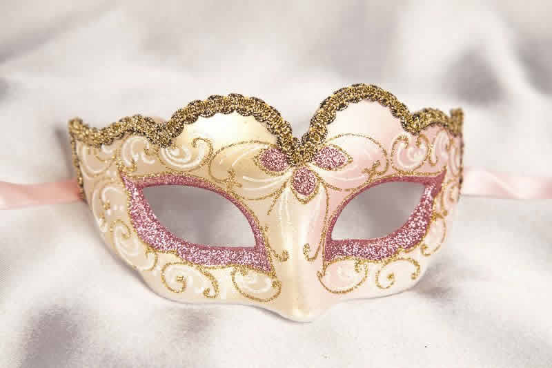 Small masquerade mask Baby Gold in pink