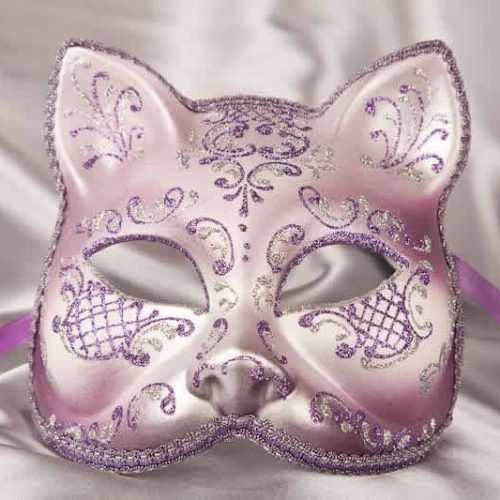 Purple Silver Cat Mask for Animal Masquerading