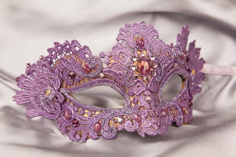 purple lace macrame ball mask