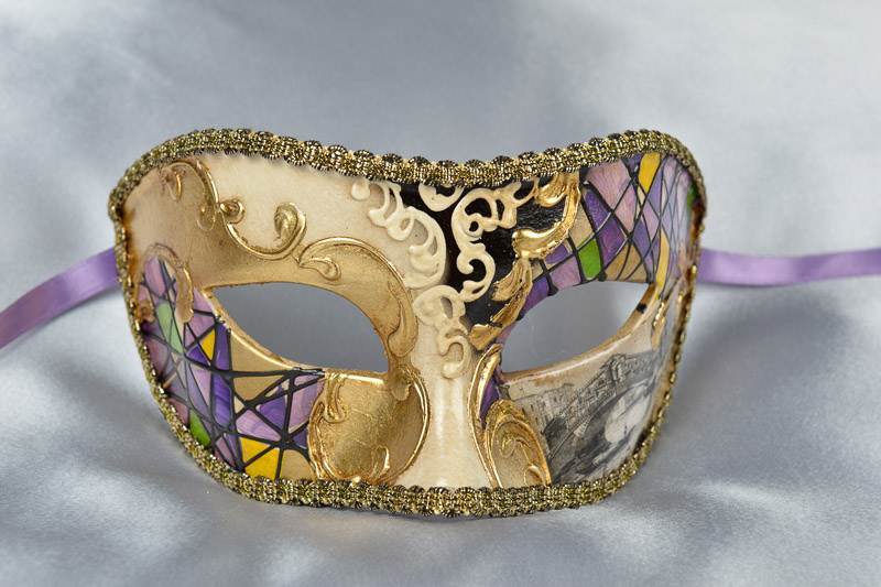 Purple Mask with Venetian Scenes