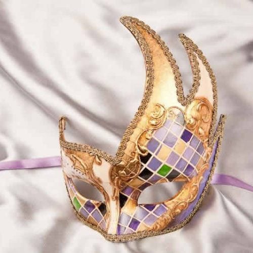 Venetian Swan mask - Cigno Mosaic Purple