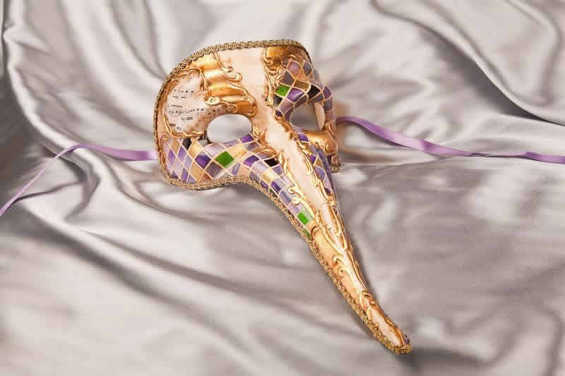 Purple mosaic Venetian Long Nose Masks - Scaramouche