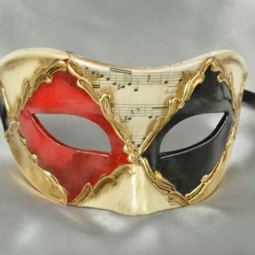 Colombina Losanga masquerade mask in black and Red