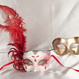 two red silver masquerade masks