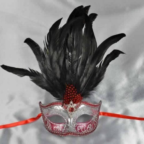 red feather mask - Ciuffo Silver