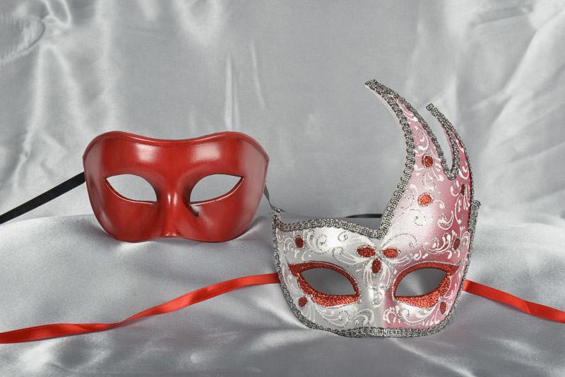 Cigno Fiore Colour - Silver Trim His and Hers Masquerade Masks | Available in 5 Colours - Image 5