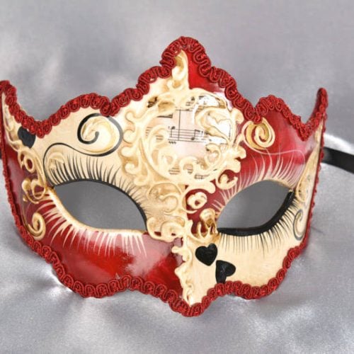 Giglio masquerade ball mask - Red Love me with hearts