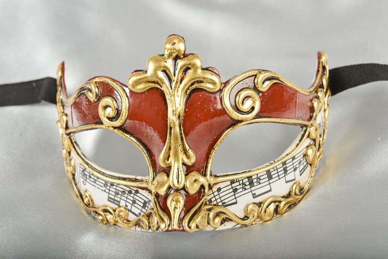 red and gold Luxury Venetian mask for women - Madam Music