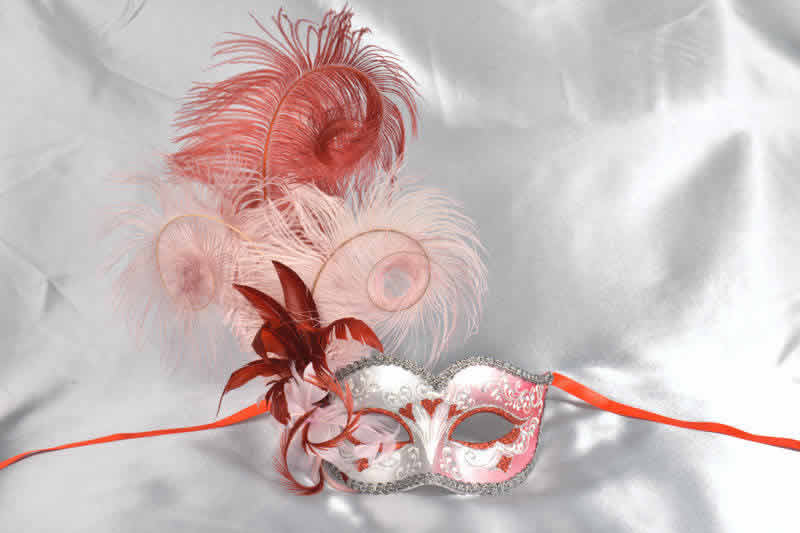 Red feather mask for women