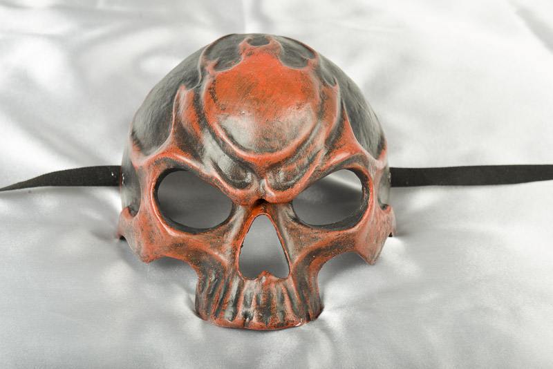 fire red human skull Halloween mask