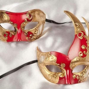 Cigno Gold  Couples Masquerade Ball Masks | Black Red or White  Just Posh  Masks