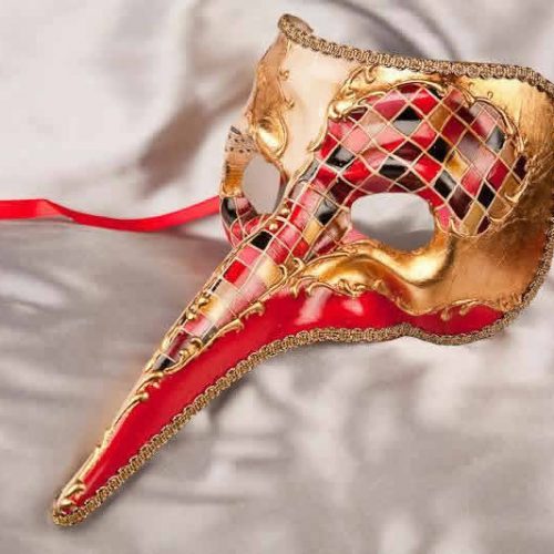 Red mosaic Venetian Stock Character Nose Masks for Men