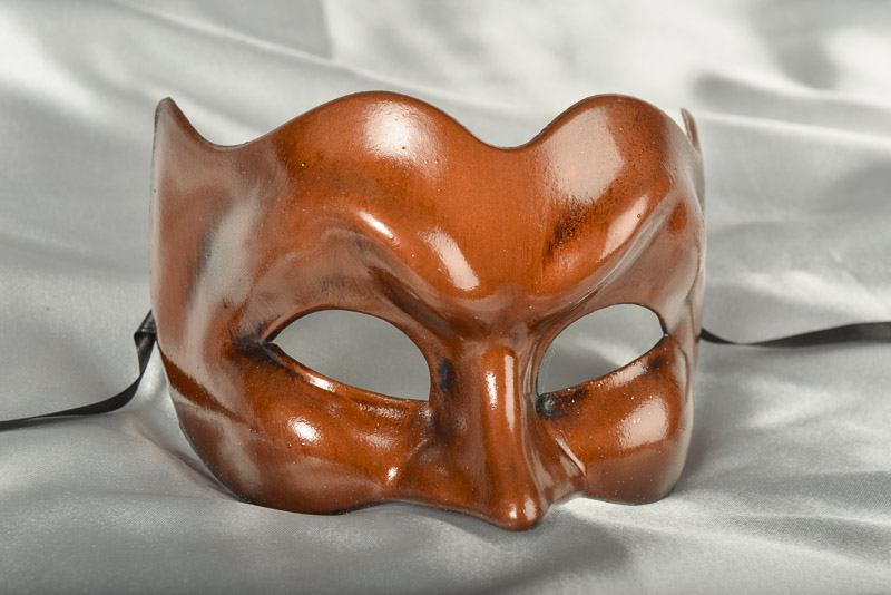 Joker face masquerade mask in one solid colour - rust brown