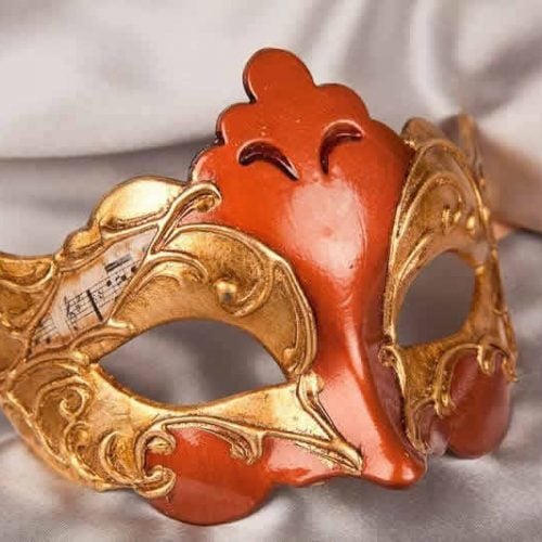 rust and gold carnival mask