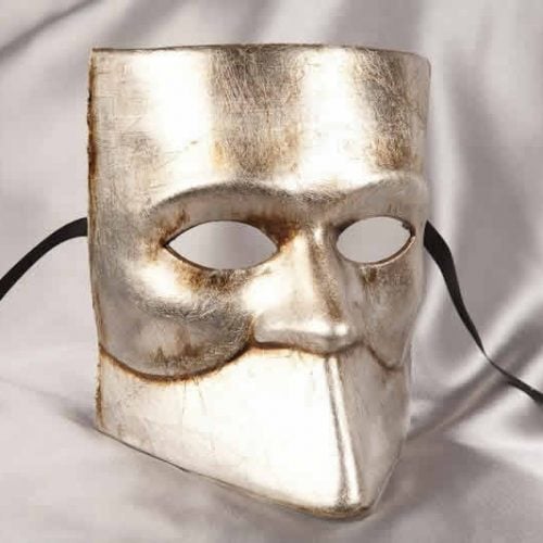 One colour Venetian Bauta Mask in silver