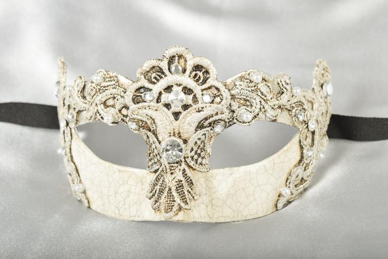 White and silver lace mask