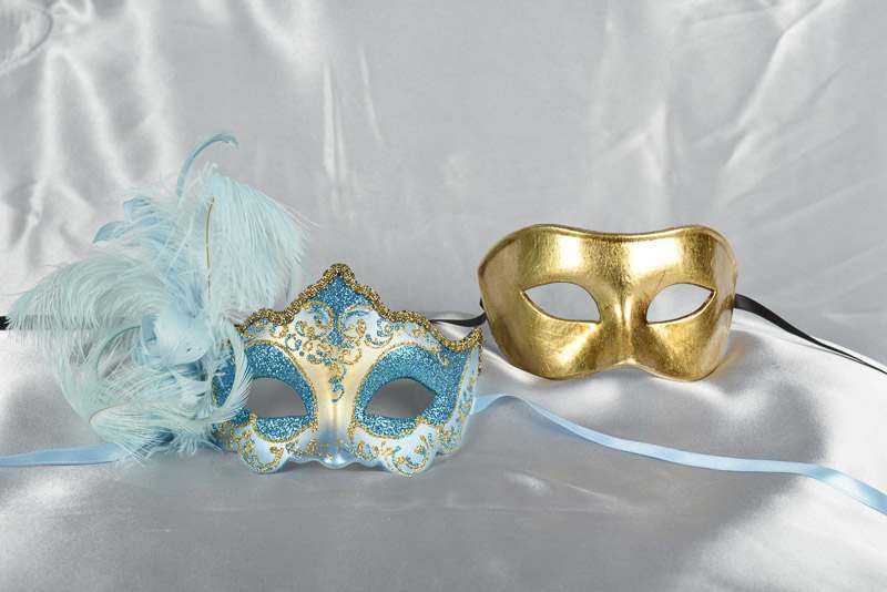turquoise gold couples masquerade ball masks