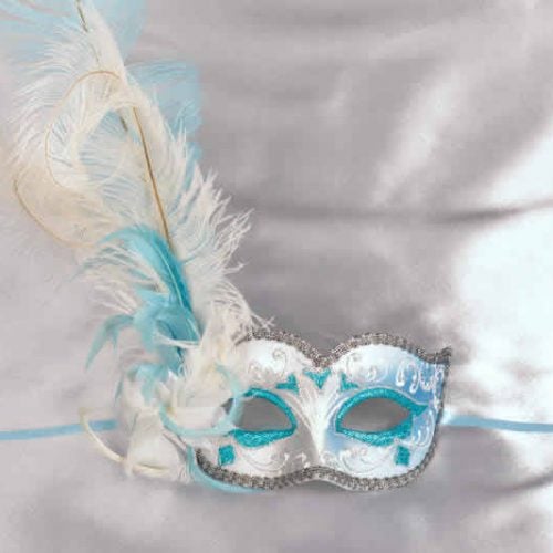 Turquoise feather mask for women