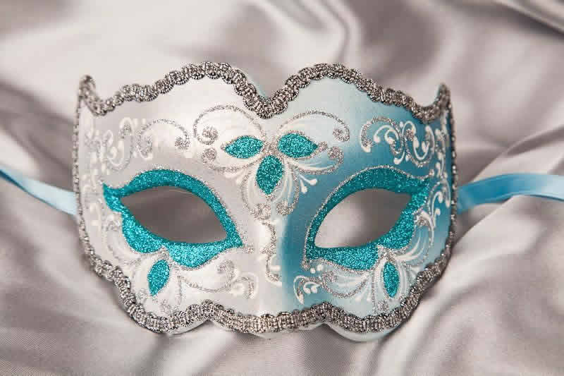 Iris carnival masquerade mask in turquoise