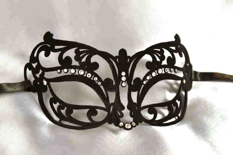 flock metal masquerade mask with strass