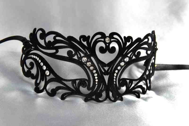 Black velvet Uomo Flock Strass masquerade mask