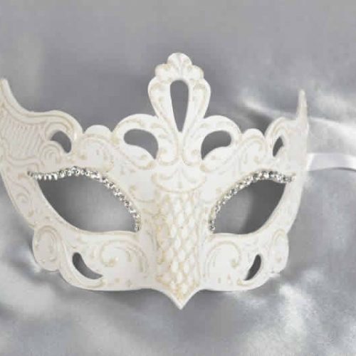 Luxury Venetian masquerade ball mask in white