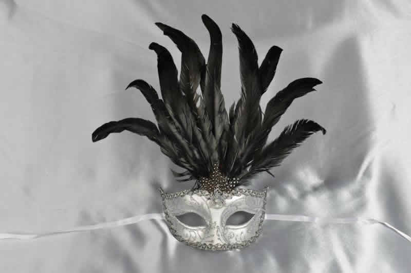 White womens feathered mask