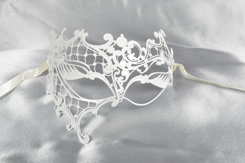 white lace metal phantom masquerade mask