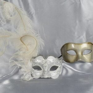 two white silver masquerade masks