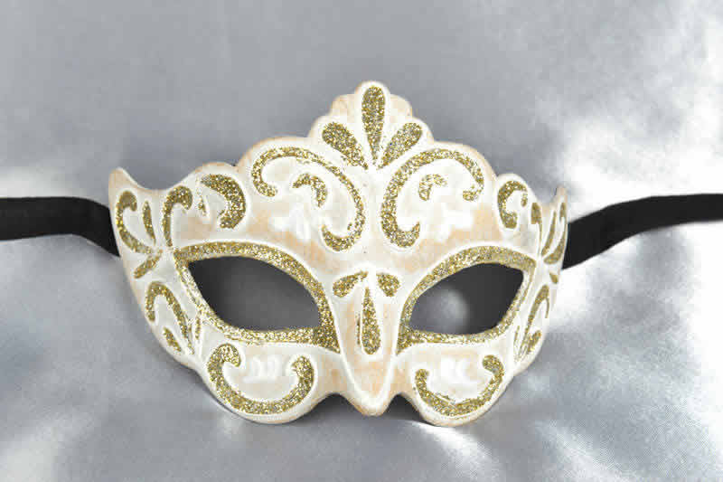 White paper mache Venetian mask for women | Princess