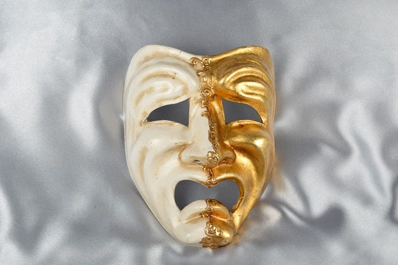 white gold sad tragedy mask