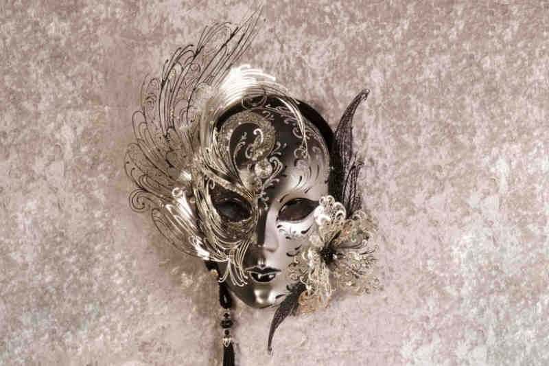 black and silver show home wall mask