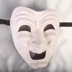 Commedia Tragedia Plain - Black and White Pair of Greek Theatre Happy Sad Masks - Image 3