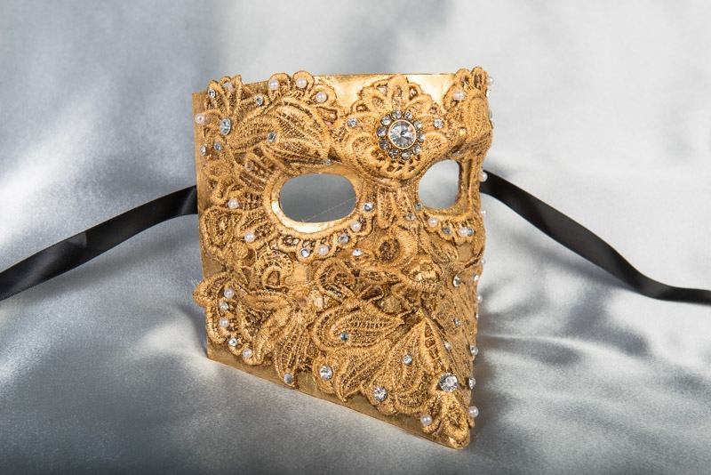 gold Bauta Macrame Gold Macrame Lace Venetian Mask