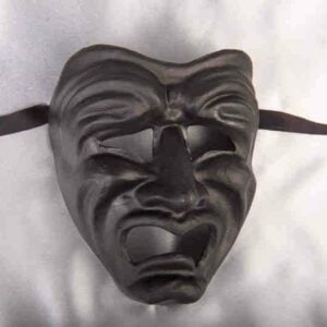 Commedia Tragedia Plain - Black and White Pair of Greek Theatre Happy Sad Masks - Image 2